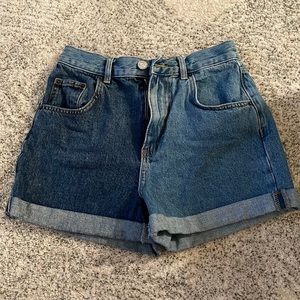 BDG two toned high waisted jean shorts
